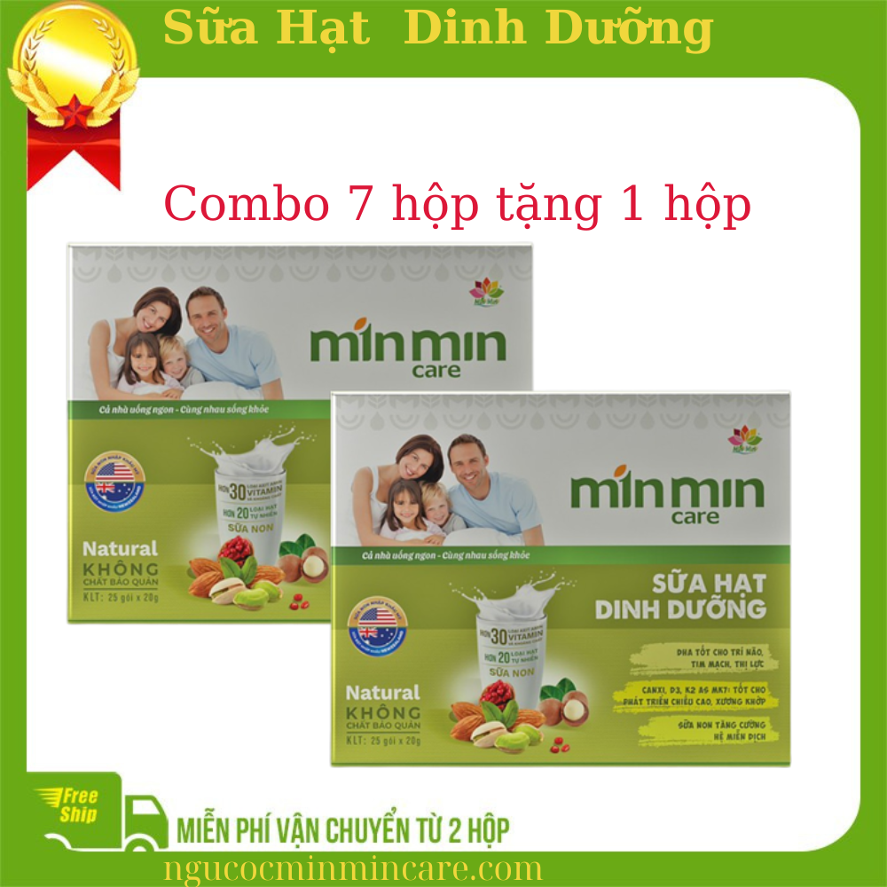 (Combo 2 hộp 50 gói)Sữa Hạt Dinh Dưỡng Min Min Care dạng gói tiện lợi